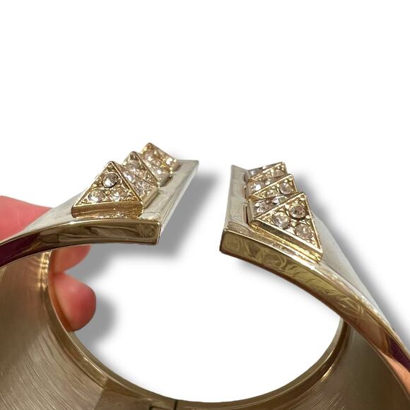 Victorias Secret Scandalous Cuff Bracelet Bangle Rhinestones Gold Tone Hinged - Picture 4 of 13